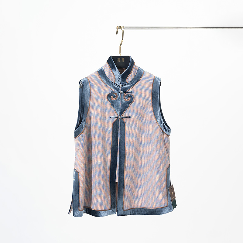 门里门外蓝黄对襟立领马甲BC25QS0944A