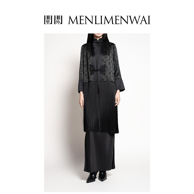 门里门外竹叶醋酸提花流苏外套BR24QW0485A