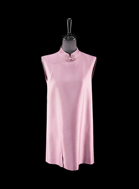 门里门外粉色丝毛斜襟马甲BC24QM0401H