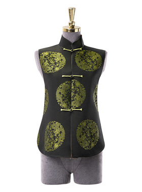 门里门外墨绿/咖色团龙纹双面穿马甲BC25CM1136A