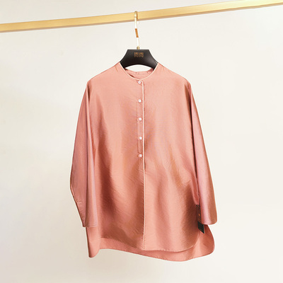 门里门外紫矿色真丝双宫衬衫BR25QS0987A