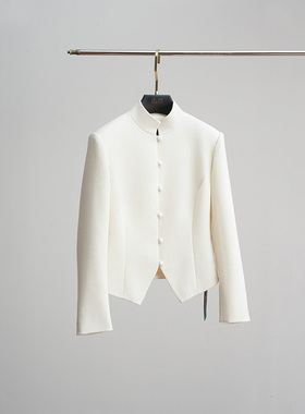 门里门外米黄羊毛立领短款上衣BV25QS0843C羊毛阔腿裤BV25QK0844C