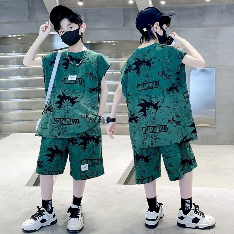 男童背心夏装套装2025新款中大童夏季无袖童装儿童运动夏款衣服潮