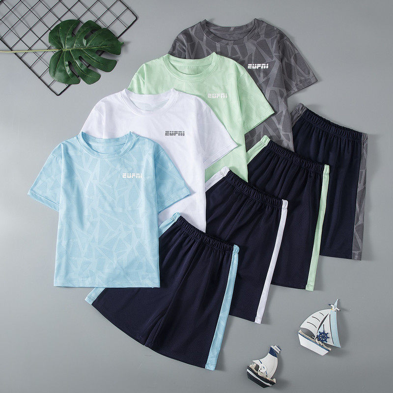 男童夏装排汗运动套装短袖t恤短裤两件套中大童球服户外运动,童装/婴儿装/亲子装,儿童运动套装,淘宝优惠券,粉丝福利购,淘宝优惠卷