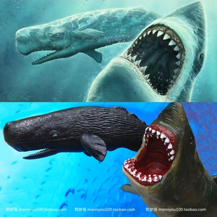 食 人大白鲨超大巨齿鲨苍龙沧龙邓氏鱼蓝鲸鲨海洋动物模型套玩具