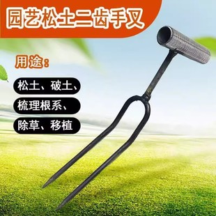 日本品质园艺手持松土两齿叉铲子园艺家用种菜养花施肥除草工具省