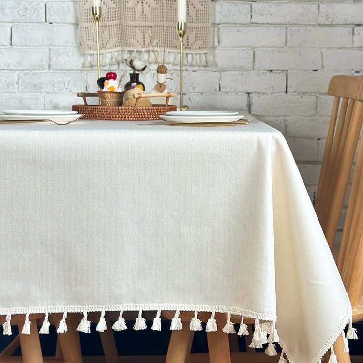 防水防油免洗现代简约纯色森系餐桌布ins流苏茶几电视柜盖巾定 做