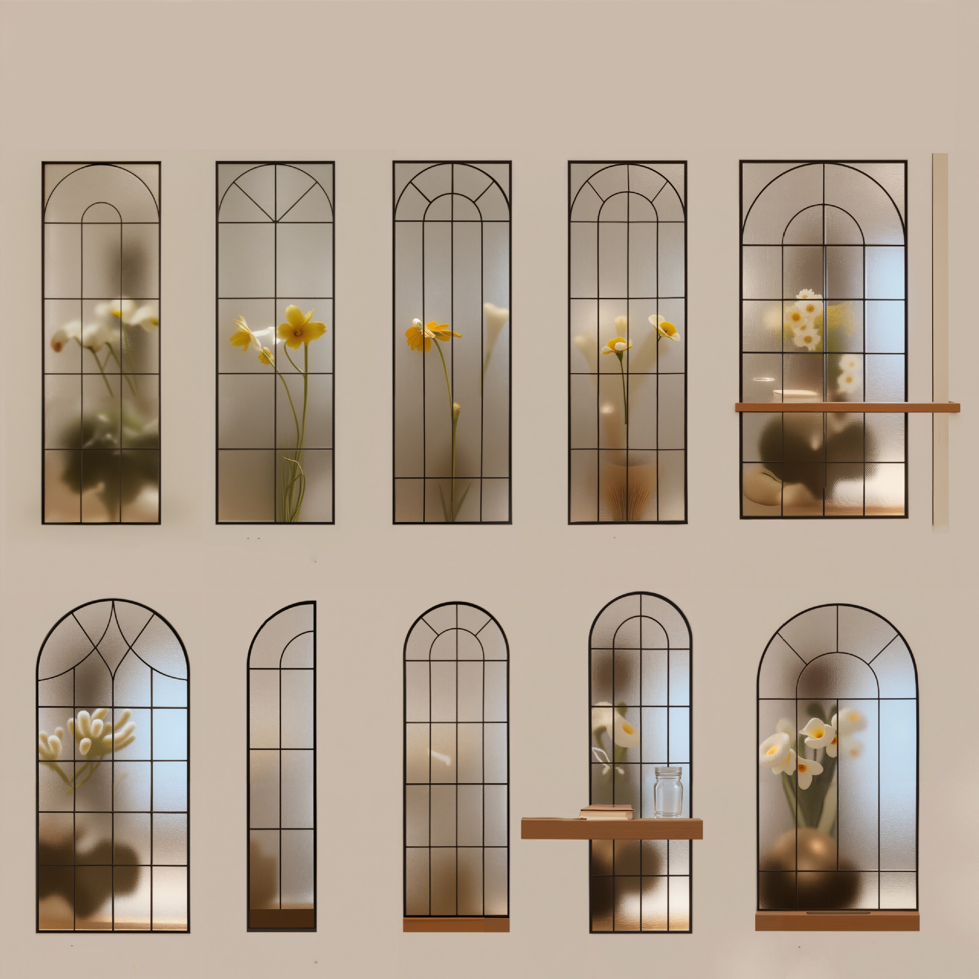 法式复古奶油风屏风客厅餐厅入户隔断现代简约办公室钢化玻璃遮挡