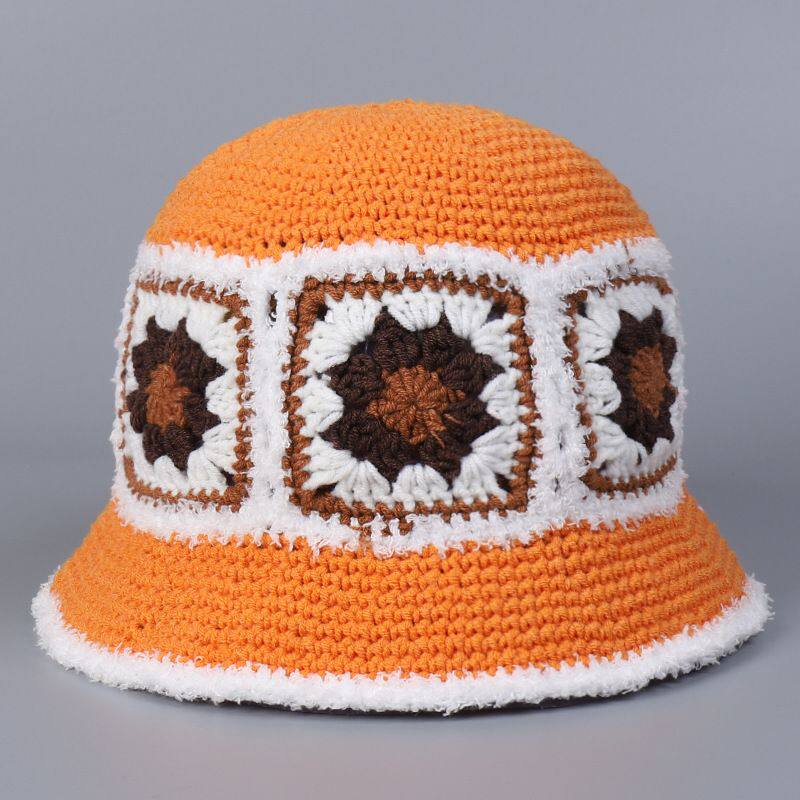 秋冬手工勾毛线渔夫帽男女士保暖毛绒盆帽显脸小handmade crochet