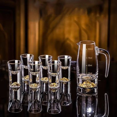 中式高档白酒杯托架无铅水晶玻璃烈家用分酒器一口杯酒具套装