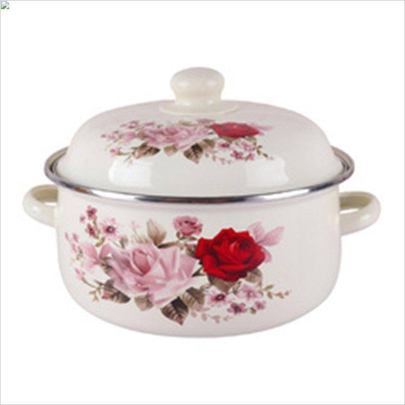 加厚16-20cm三件套搪瓷双耳带盖锅搪瓷炖锅汤锅泡面锅小火振尾荣