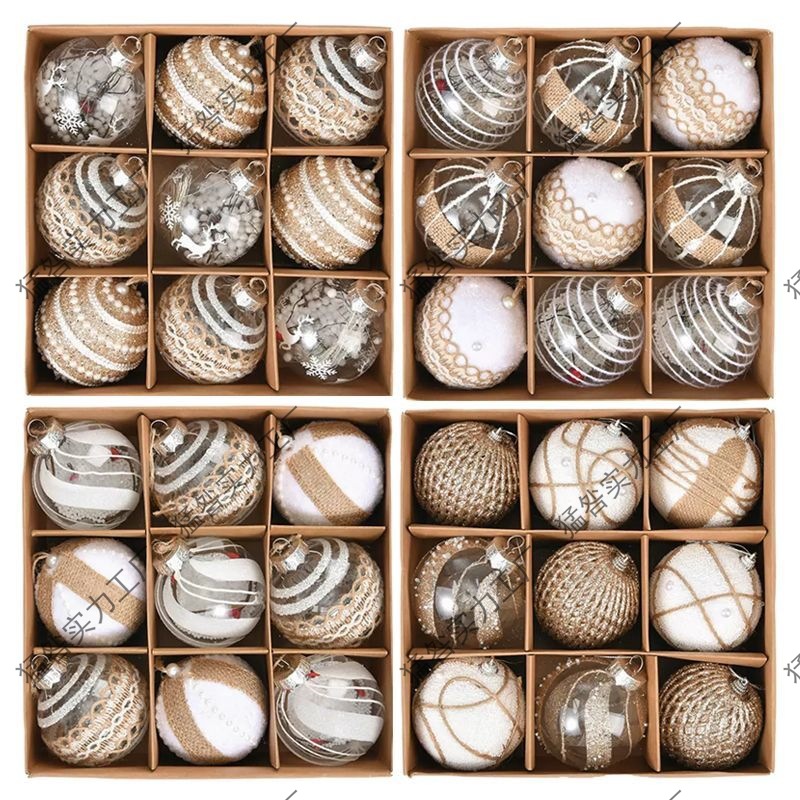 圣诞麻球8cm圣诞节装饰品场景布置圣诞树挂件套装彩绘吊球装饰