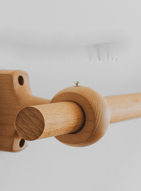 本原 榉木实木质亚麻窗帘杆民宿木杆吊环日式罗马杆窗帘支架包邮