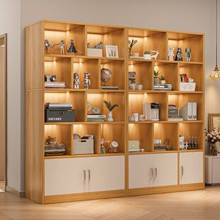 组合书架落地书柜大容量多功能家用客厅展示柜多层收纳储物柜