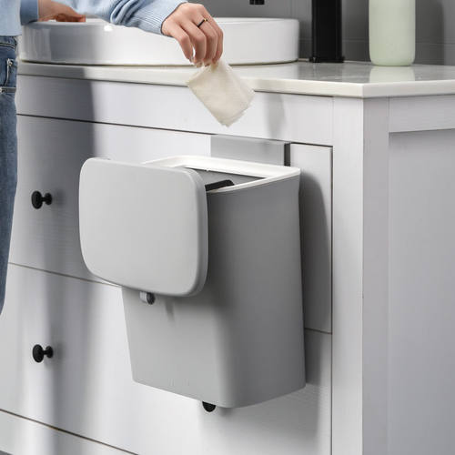 挂壁式厨房垃圾桶家用厨柜门带盖分类收纳筒可悬挂拉盖滑盖垃圾筒
