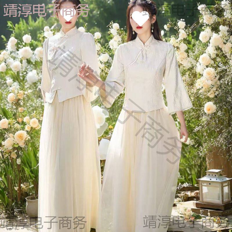 新中式伴娘服日常可穿2025新款小众姐妹团感礼服小个子香槟色春夏