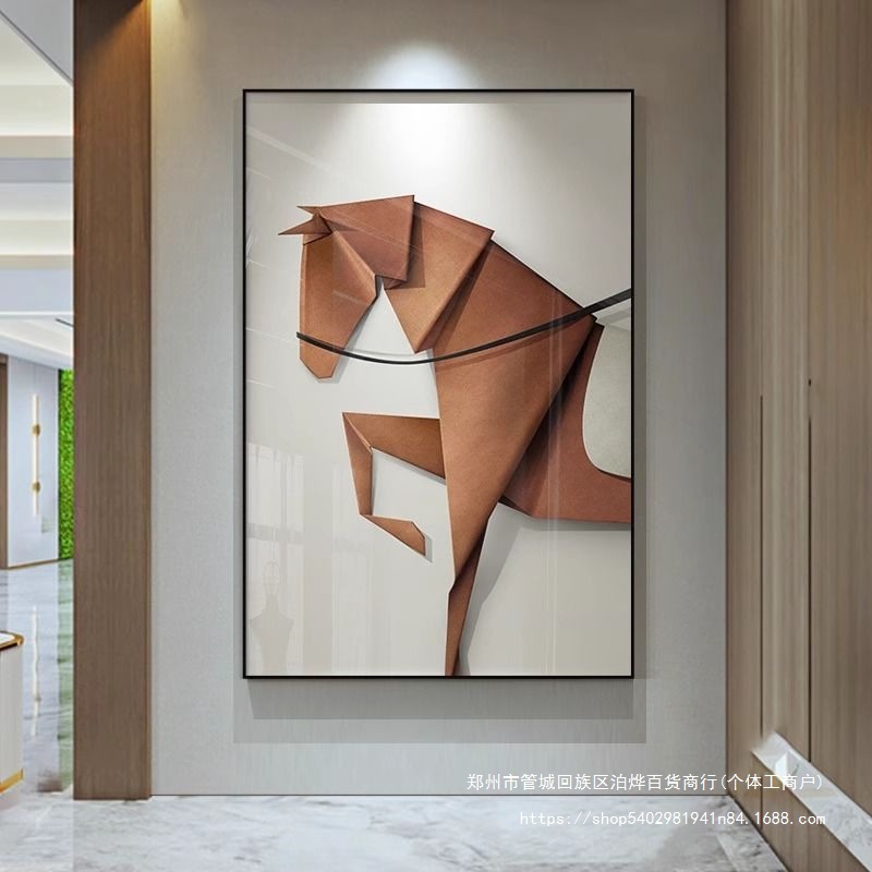 现代轻奢马客厅装饰画沙发背景墙简约餐厅壁画玄关高级感大幅挂画图片