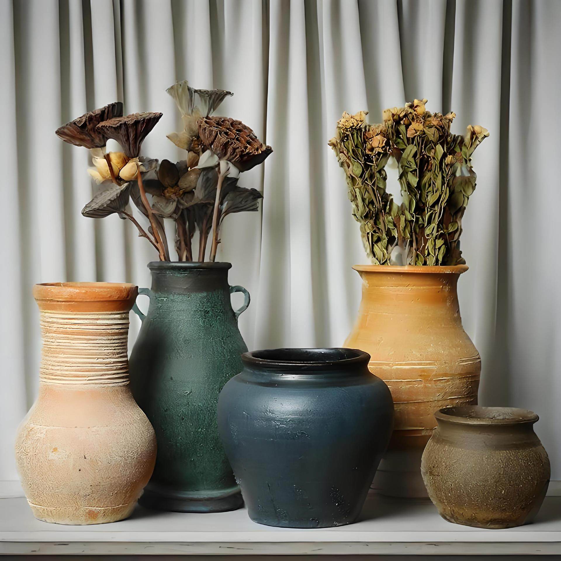 花瓶花器陶罐粗陶多肉花盆复古土陶透气好干花做旧土罐瓦罐坛仕淮,家居饰品,花瓶,淘宝优惠券,粉丝福利购,淘宝优惠卷