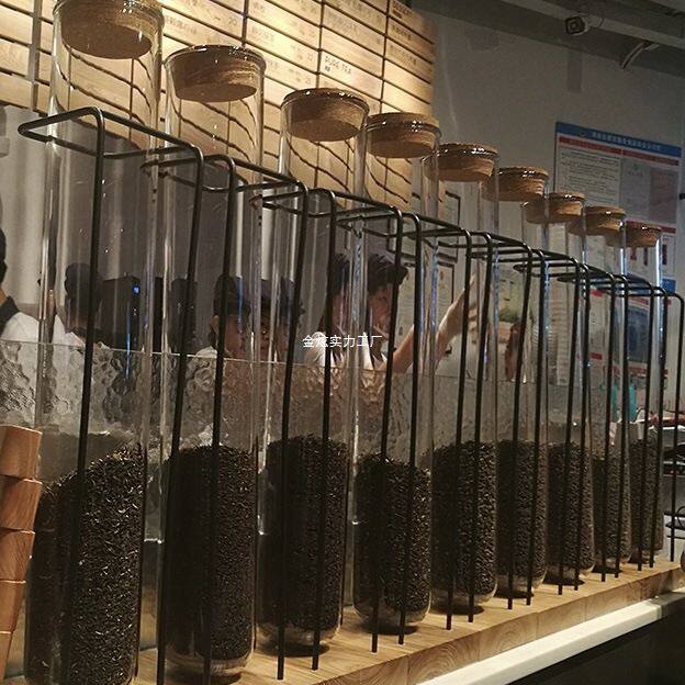 展示罐装饰喜茶瓶茶叶皇茶展示架子药材吧台瓶架瓶带展示玻璃试管