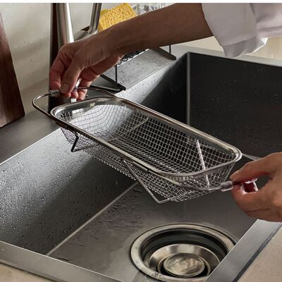 Nati Home 不锈钢沥水篮可伸缩碗碟沥水架厨房洗菜盆滤水架免安装