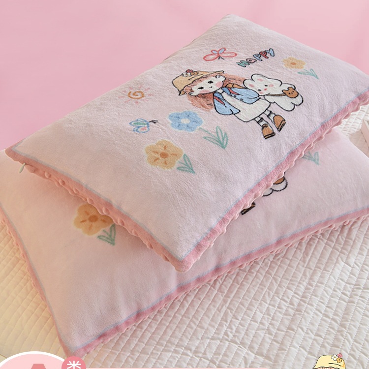 牛奶绒儿童枕头套加厚幼儿园专用枕套30x50cm单只小号40x60枕芯套