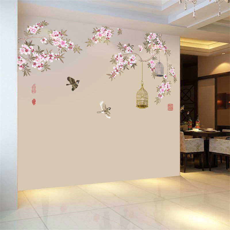 花鸟客厅墙贴画餐厅墙面壁纸卧室房间装饰品墙上贴纸自粘墙纸