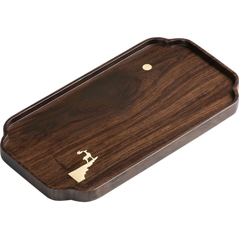 整块实木茶盘黑檀木大小号茶台家用一人用干泡盘简约托盘茶海小型