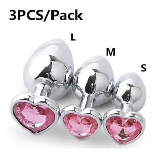 Anal Plug Heart 3 Sizes Stainless Steel Crystal Anal Plug Re