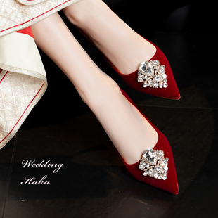 2026新款粗跟红色绝美秀禾服婚鞋女中式新娘鞋不累脚婚礼敬酒高跟