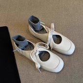 百搭小白鞋 春季 浅0201k 夏2026新款 玛丽珍鞋 女皮鞋 芭蕾平底小单鞋