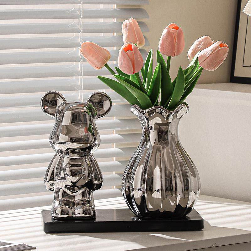 新款高档暴力熊花瓶客厅插花摆件现代家居电视酒柜花器装饰品轻奢,家居饰品,花瓶,淘宝优惠券,粉丝福利购,淘宝优惠卷