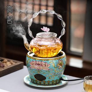 煮茶器电陶炉中式 新款 高端古法煮茶专用炉家用高级烧水炉古风荷花
