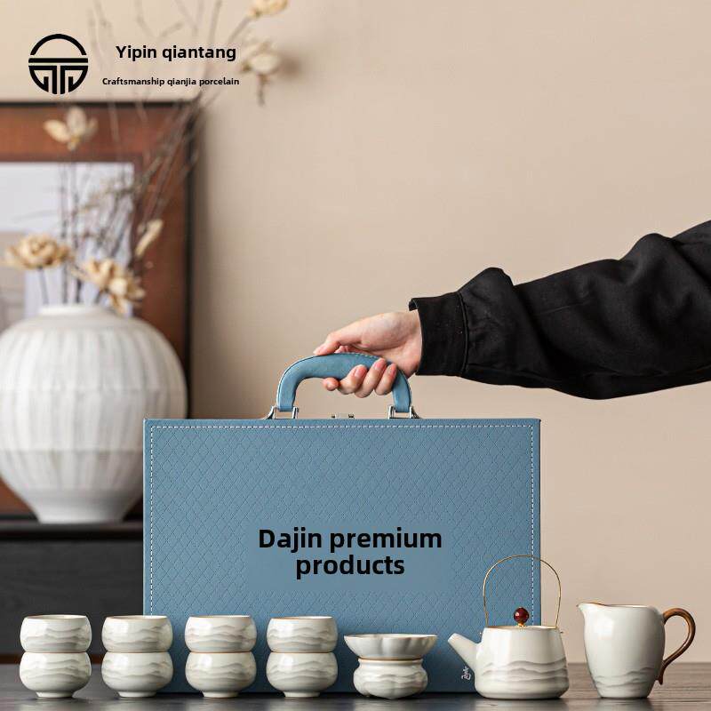 汝窑功夫茶套装退休商务会议礼品提锅礼盒套装送给长辈、领导、父