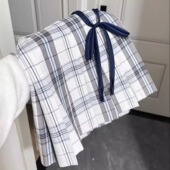 千本夏 忘川原创高定jk制服裙校供感裙百褶半身裙灰白格正版 a字裙