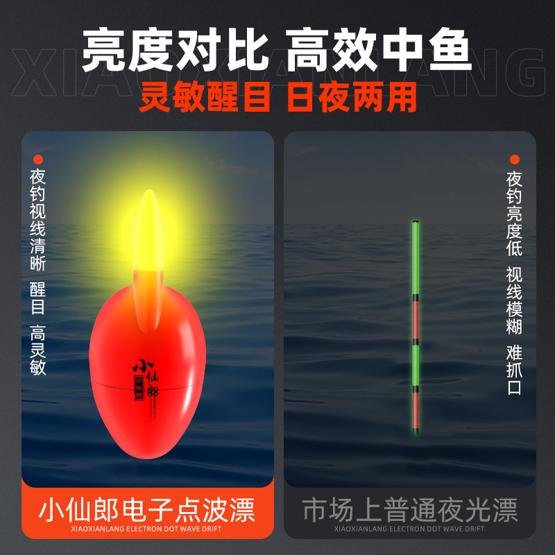 新款自动找底免调漂夜光滑漂高灵敏鱼漂电子点波漂李火明