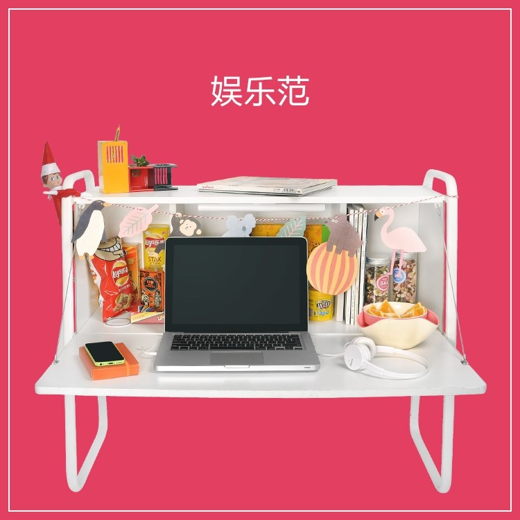 床上书架宿舍神器上m铺桌子悬空可折叠电脑桌书柜书架书桌组合收