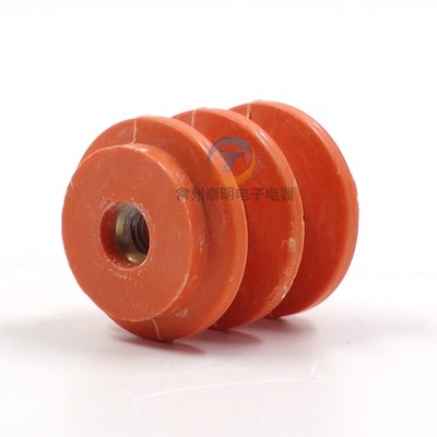 常州泰明绝缘子40x40 M8低压桔黄色绝缘子配电柜零地排绝缘柱螺纹