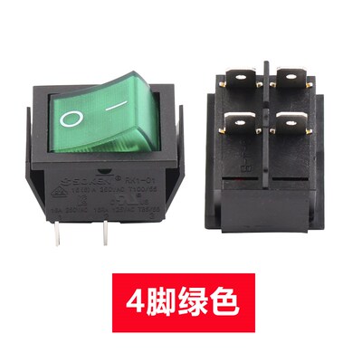 翘板开关 电源开关 船型开关KCD4-201N RK1红色带灯2路4脚2档16A