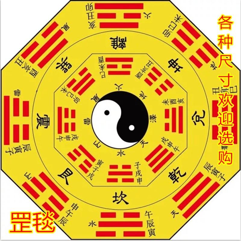 道罡毯 八卦毯 黄色太极图踏罡步毯 寺庙道士 打坐练功地毯