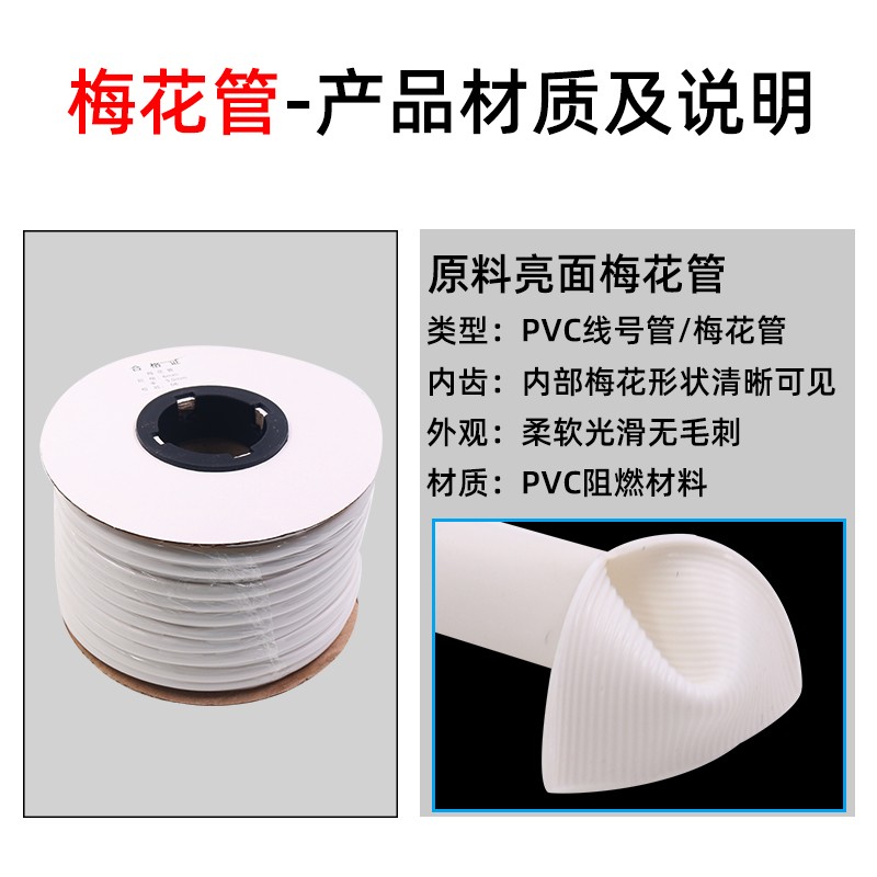 pvc梅花号码管空白线号机套管线标电线数字打印手写白色网线印字