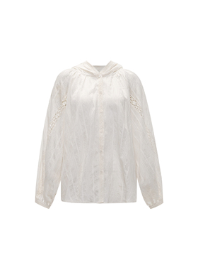 【维多利亚帽衫】肌理感拼接镂空蕾丝宽松衬衫防晒外套WT52CSY008