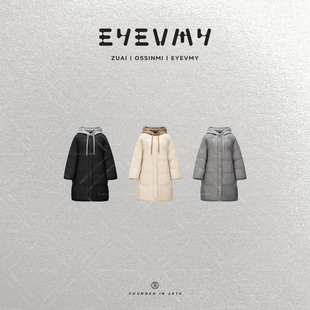 羽绒服WT54OWK005 90白鸭撞色连帽中长款 自在从绒