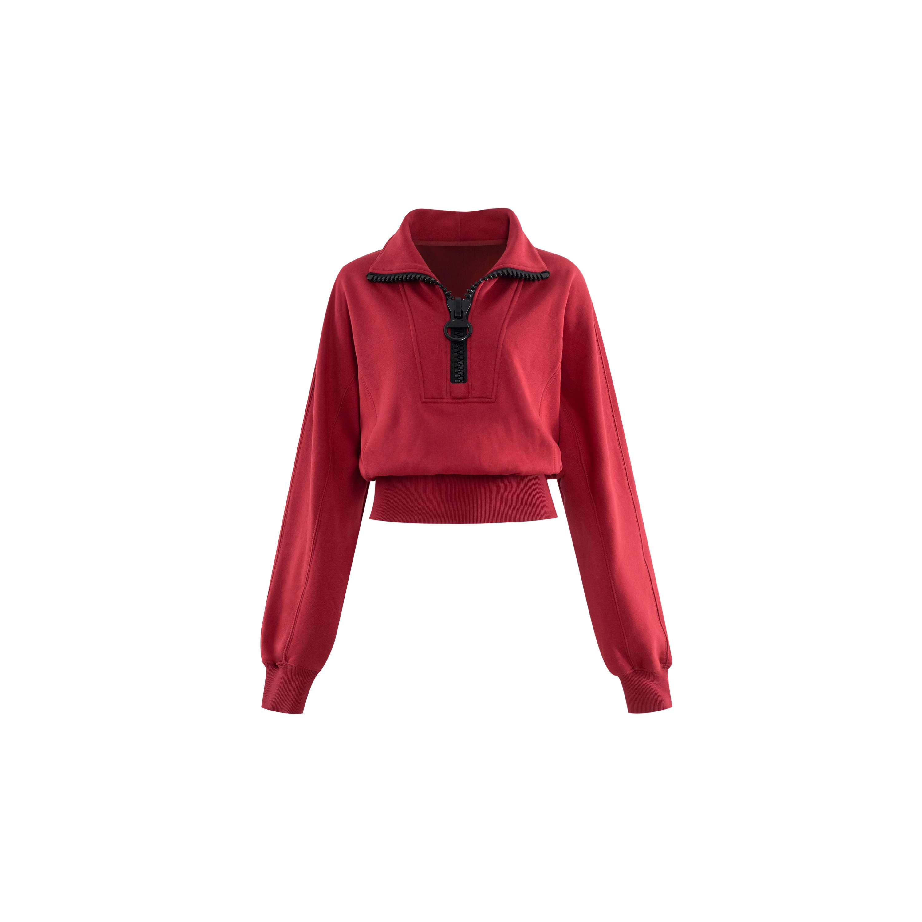 【红马卫衣】380克华棉复合银狐绒经典大拉链红色加绒WT44GFU001