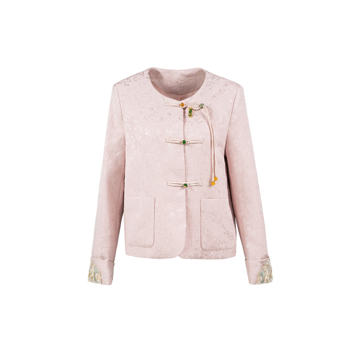 4.6【蜜蜡翡翠花锦外套】30醋酸国风暗纹提花缎新中式上衣,女装/女士精品,短外套,淘宝优惠券,粉丝福利购,淘宝优惠卷