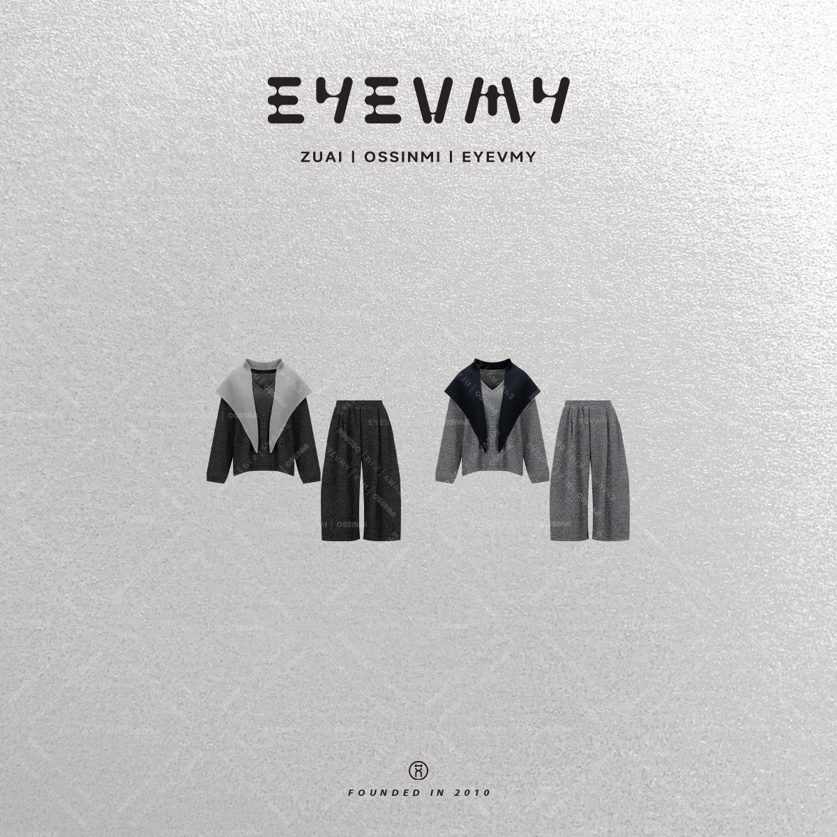 【三角巾套装】简约松弛感V领卫衣+松紧腰八分裤带披肩针织套装裤