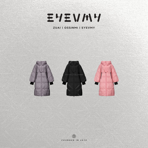 【高充绒暖意绒绒】90白鸭绒长款立领连帽藕节袖羽绒服WT54O4022