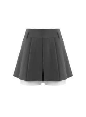 【灰色百褶裙】A字显瘦遮胯撞色内长外露打底半身裙W24AR1001