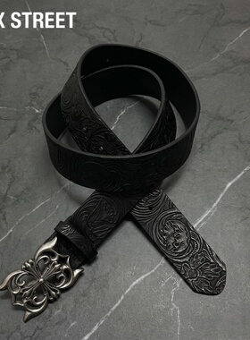 INXX STREET新款压花中古暗黑风十字架皮带男铆钉腰带朋克风小众