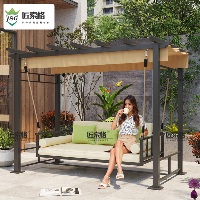 户外庭院花园秋千吊椅吊篮吊床可坐可躺秋千院子别墅吊椅秋千家俱