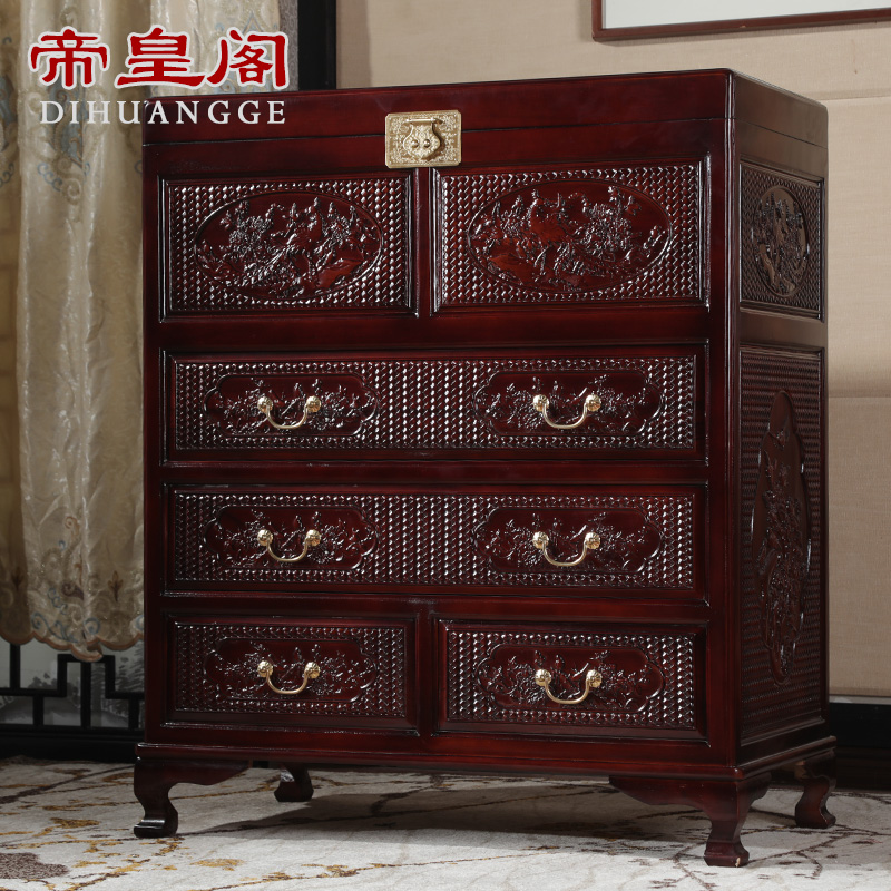 香樟木防虫柜子卧室雕花斗柜实木衣柜收纳储物橱六斗橱实木五斗柜